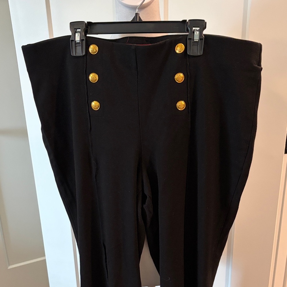 Love Scarlet Womens Black Wide Leg Sailor Style Gold Button Details Size XL